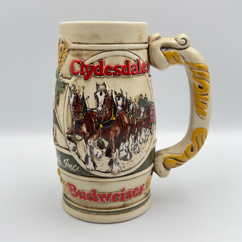 Budweiser Clydesdales Beer Stein Ceramarte‎ Brazil Raised Relief Anheuser Busch